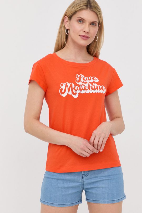 pomarańczowy Love Moschino t-shirt bawełniany Damski