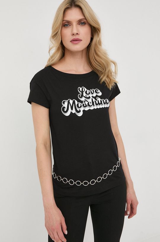 czarny Love Moschino t-shirt bawełniany Damski