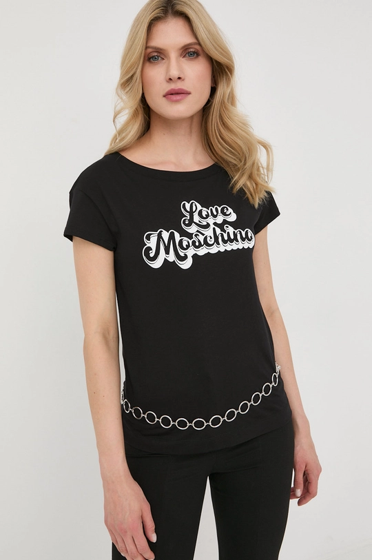 μαύρο Βαμβακερό μπλουζάκι Love Moschino Γυναικεία