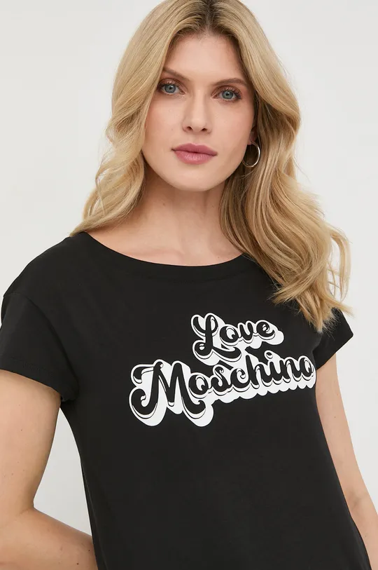 μαύρο Βαμβακερό μπλουζάκι Love Moschino