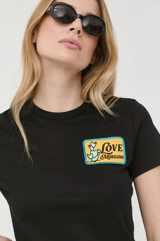 μαύρο Βαμβακερό μπλουζάκι Love Moschino