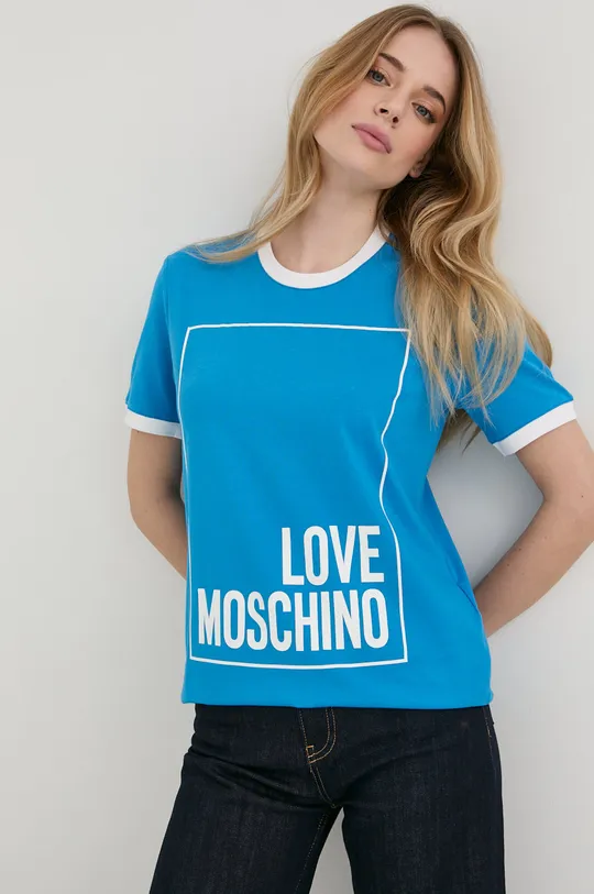 μπλε Βαμβακερό μπλουζάκι Love Moschino Γυναικεία