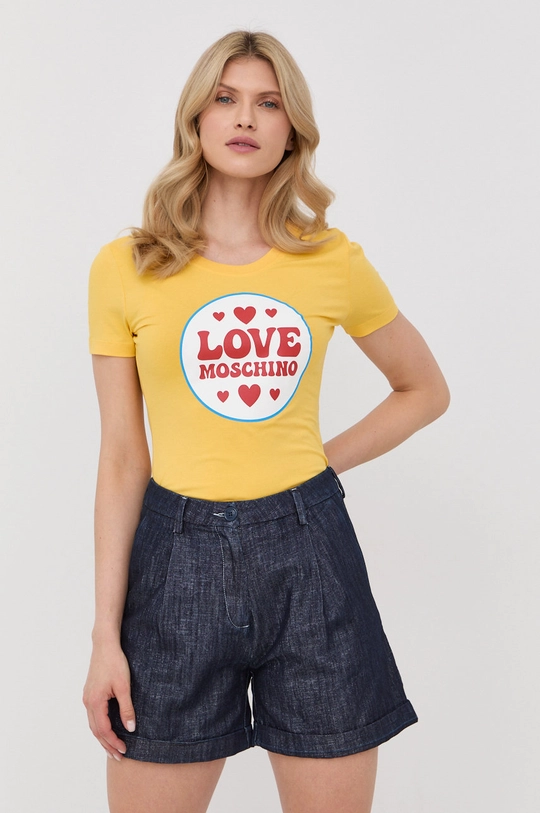 żółty Love Moschino t-shirt Damski