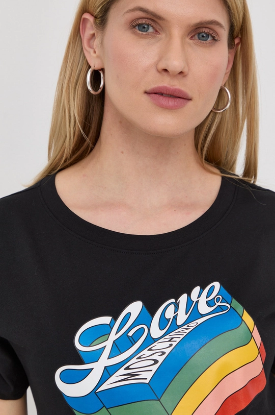 czarny Love Moschino t-shirt bawełniany