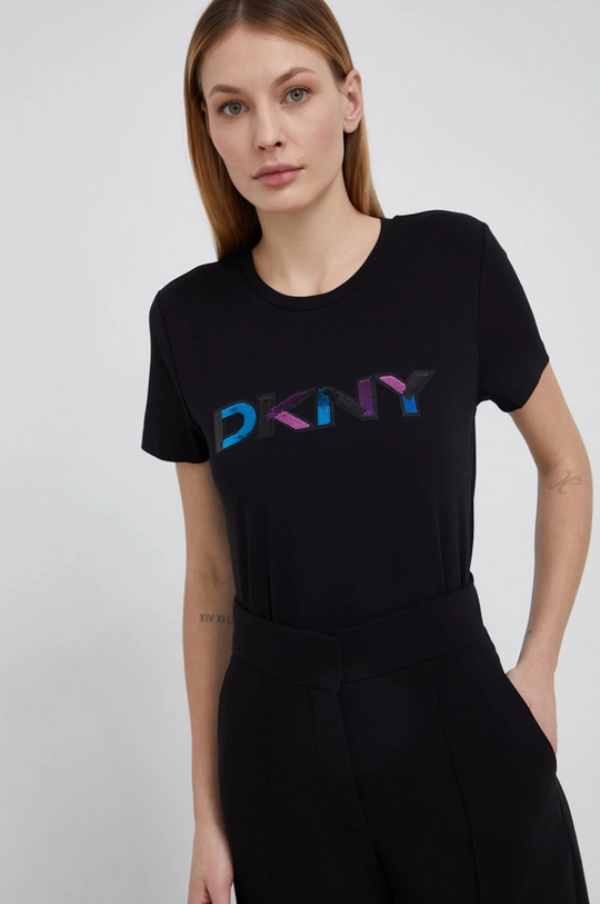 czarny Dkny T-shirt P1JMKDNA Damski