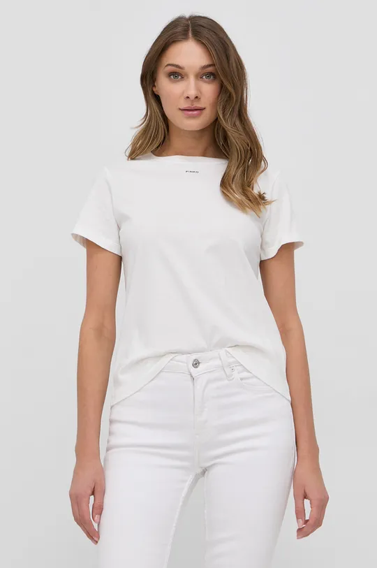 biały Pinko T-shirt bawełniany Damski
