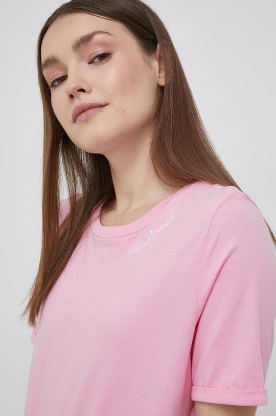 růžová Bavlněné tričko Pieces