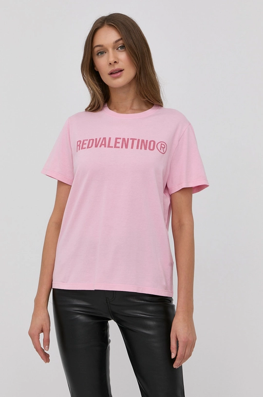 różowy Red Valentino t-shirt bawełniany Damski