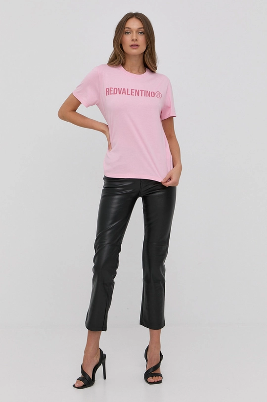 Red Valentino t-shirt bawełniany różowy