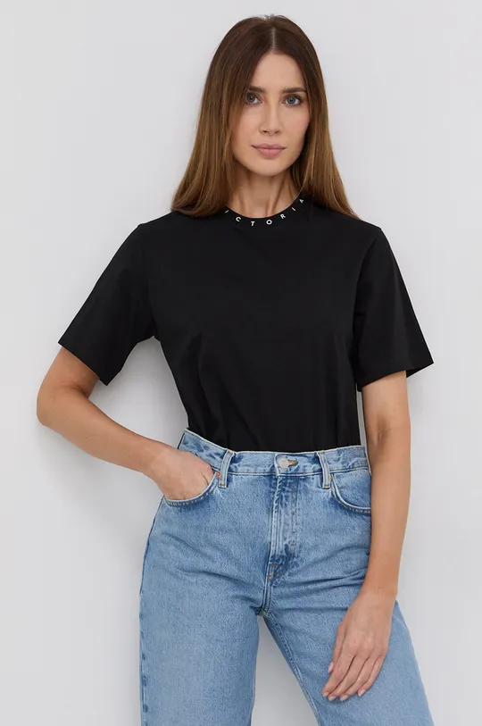 μαύρο Βαμβακερό μπλουζάκι Victoria Beckham Γυναικεία