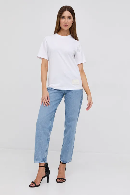 Βαμβακερό μπλουζάκι Victoria Beckham λευκό