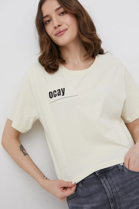 beżowy OCAY T-shirt bawełniany