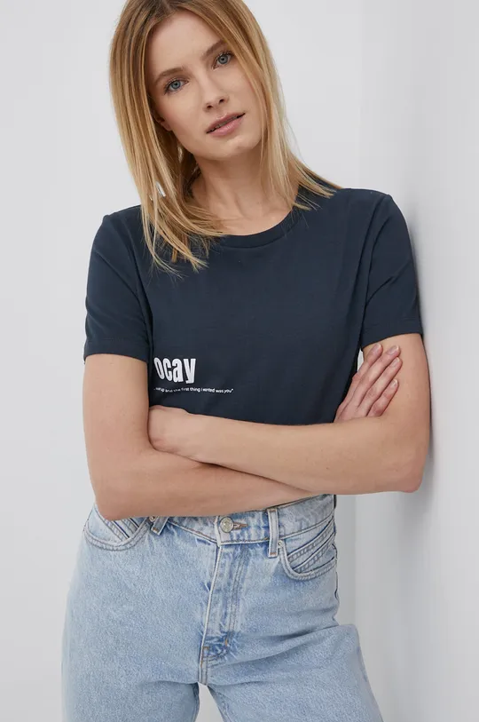 mornarsko modra Bombažen t-shirt OCAY Ženski