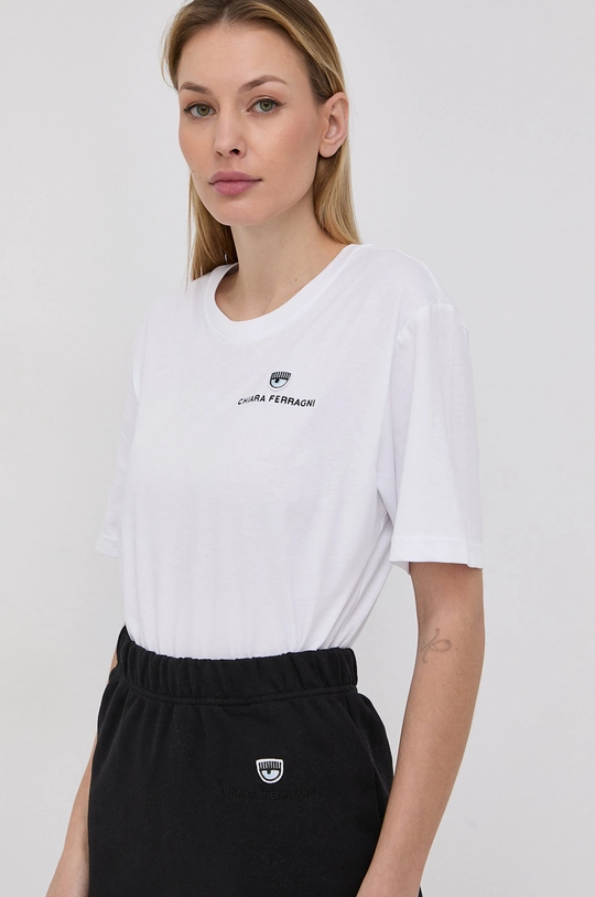 biały Chiara Ferragni T-shirt bawełniany Damski