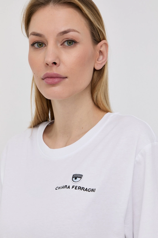 biały Chiara Ferragni T-shirt bawełniany