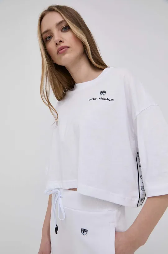 biela Bavlnené tričko Chiara Ferragni