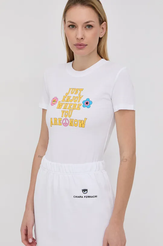 biały Chiara Ferragni T-shirt bawełniany Damski