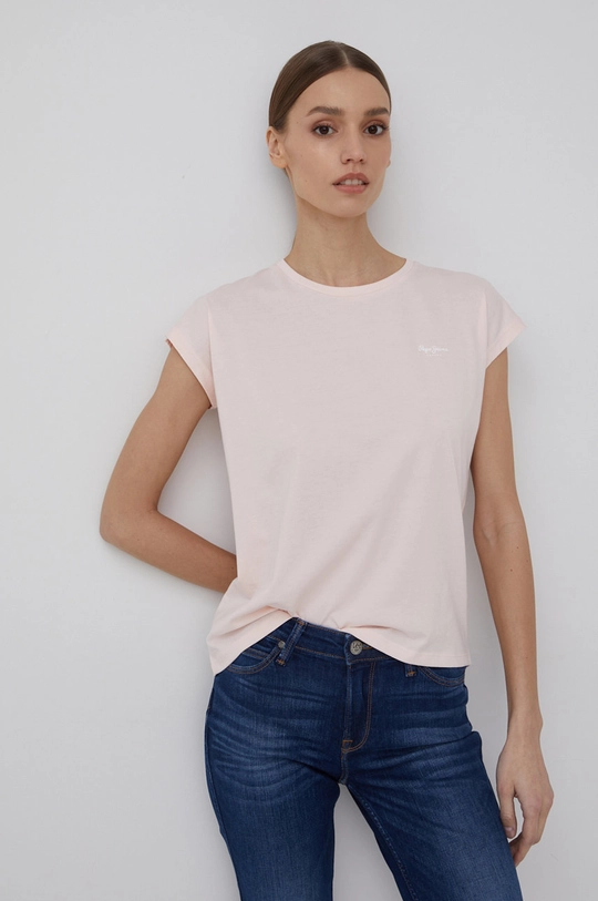 różowy Pepe Jeans t-shirt bawełniany BLOOM