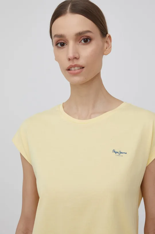 κίτρινο Βαμβακερό μπλουζάκι Pepe Jeans Bloom