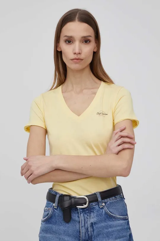 κίτρινο Βαμβακερό μπλουζάκι Pepe Jeans Bleu N