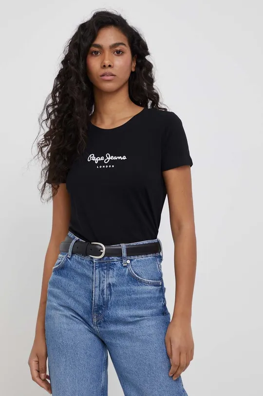 μαύρο Μπλουζάκι Pepe Jeans New Virginia Ss N Γυναικεία