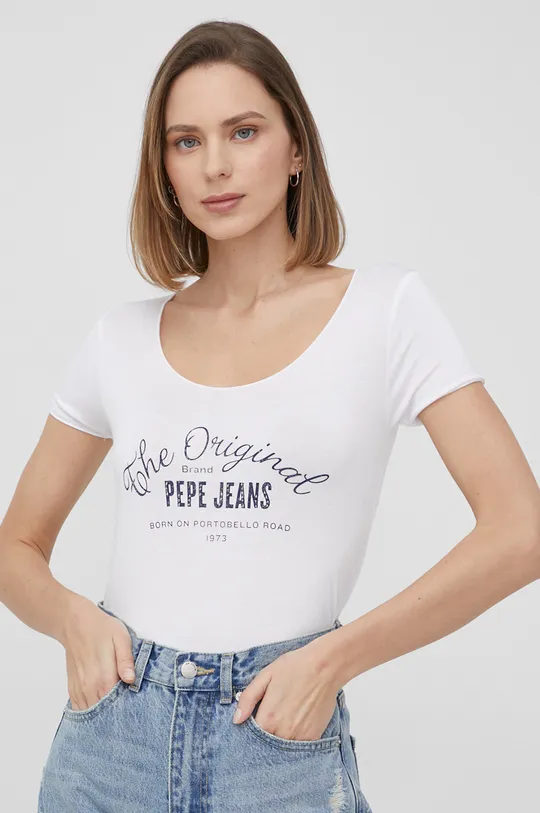 λευκό Μπλουζάκι Pepe Jeans Cameron Γυναικεία