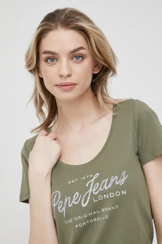 πράσινο Βαμβακερό μπλουζάκι Pepe Jeans Baia Γυναικεία