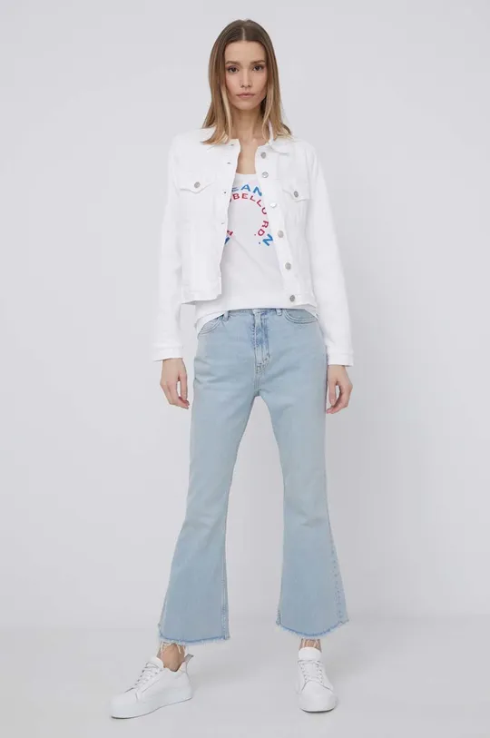 Βαμβακερό μπλουζάκι Pepe Jeans Cammie λευκό