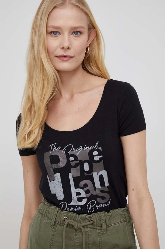 czarny Pepe Jeans t-shirt CHELSEA Damski