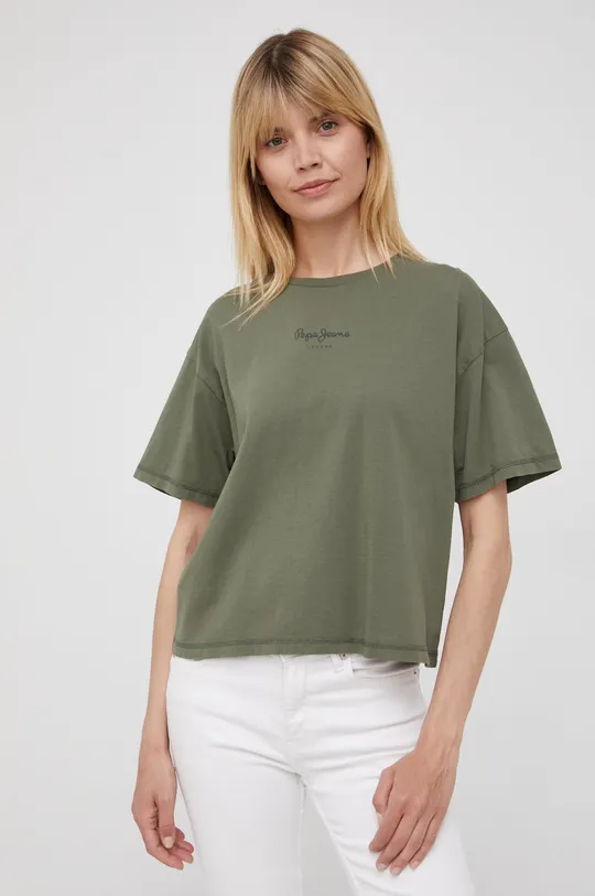 πράσινο Βαμβακερό μπλουζάκι Pepe Jeans Nina Γυναικεία