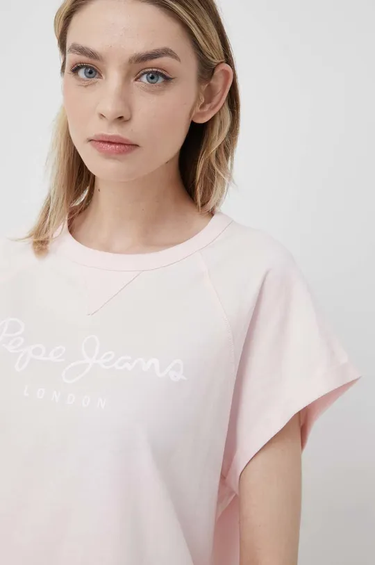 ροζ Βαμβακερό μπλουζάκι Pepe Jeans Gala