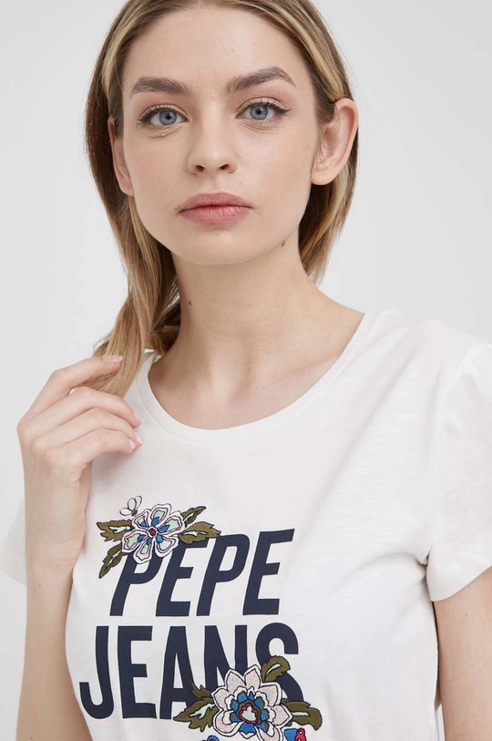 biela Bavlnené tričko Pepe Jeans Bernardette Dámsky