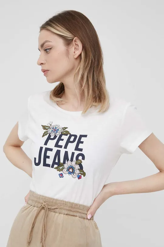 biela Bavlnené tričko Pepe Jeans Bernardette
