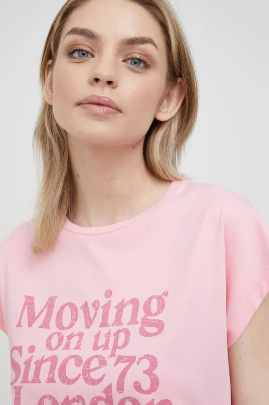 ροζ Βαμβακερό μπλουζάκι Pepe Jeans Rosie