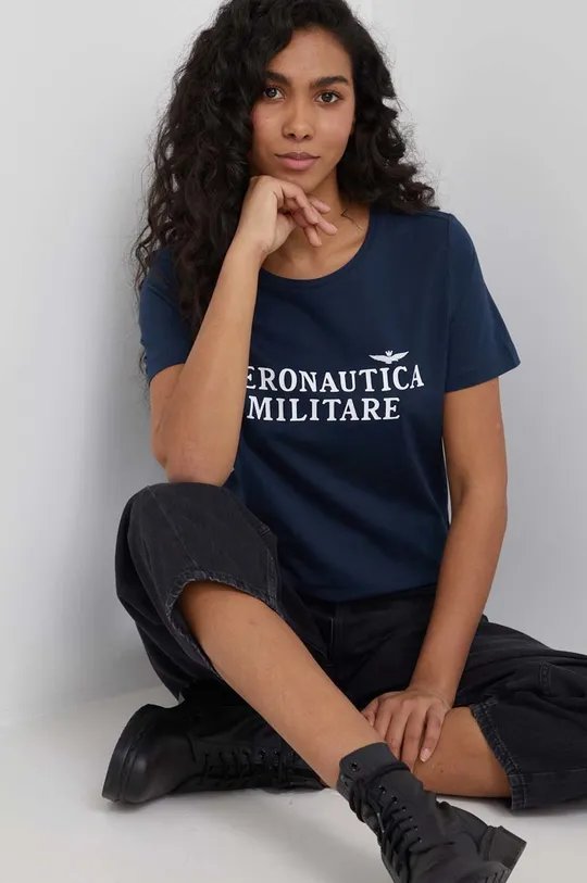 σκούρο μπλε Aeronautica Militare - Βαμβακερό μπλουζάκι Γυναικεία
