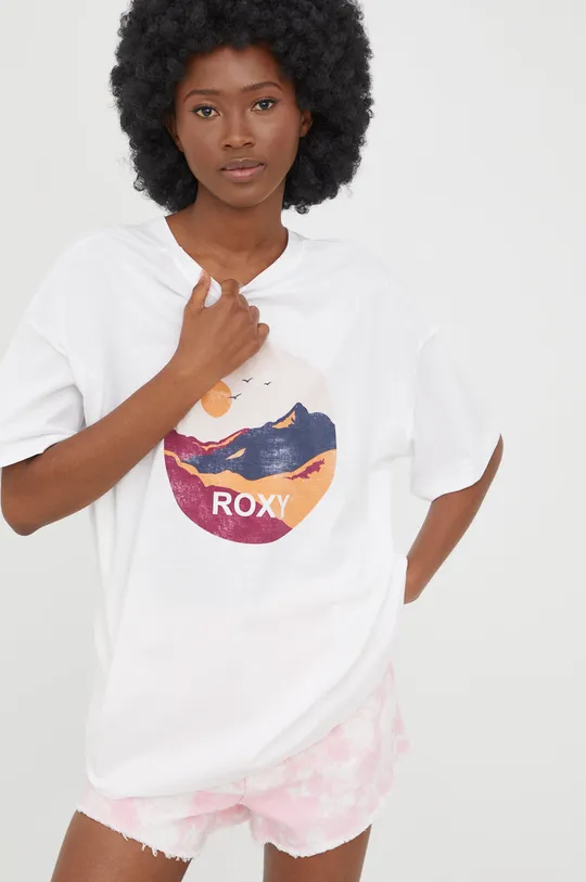 λευκό Βαμβακερό μπλουζάκι Roxy Γυναικεία
