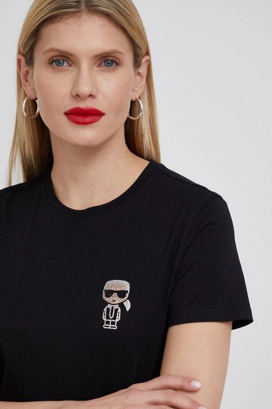 czarny Karl Lagerfeld t-shirt bawełniany 216W1731.51