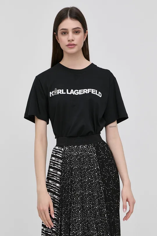 crna Pamučna majica Karl Lagerfeld Ženski