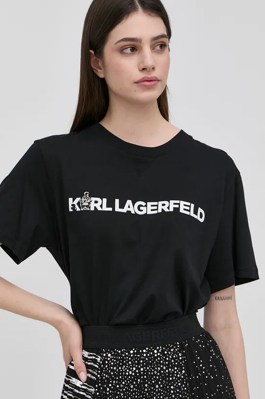 crna Pamučna majica Karl Lagerfeld
