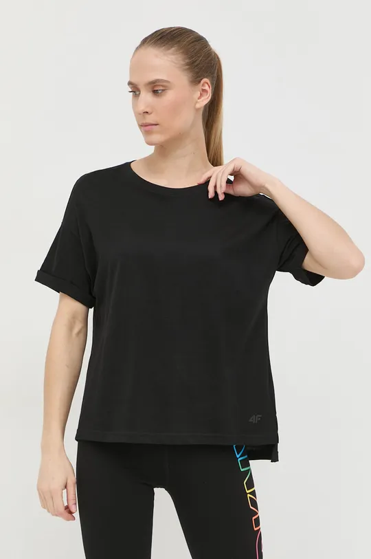 μαύρο Βαμβακερό μπλουζάκι 4F Γυναικεία