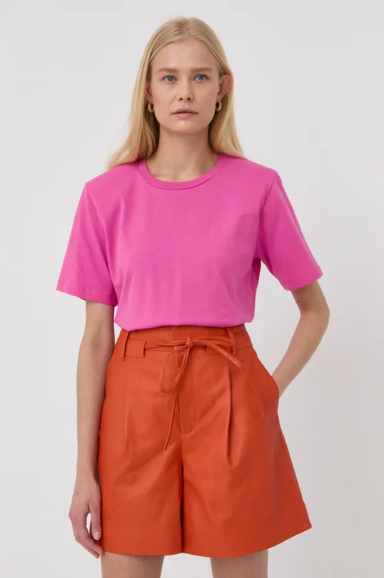 różowy Gestuz t-shirt bawełniany Damski