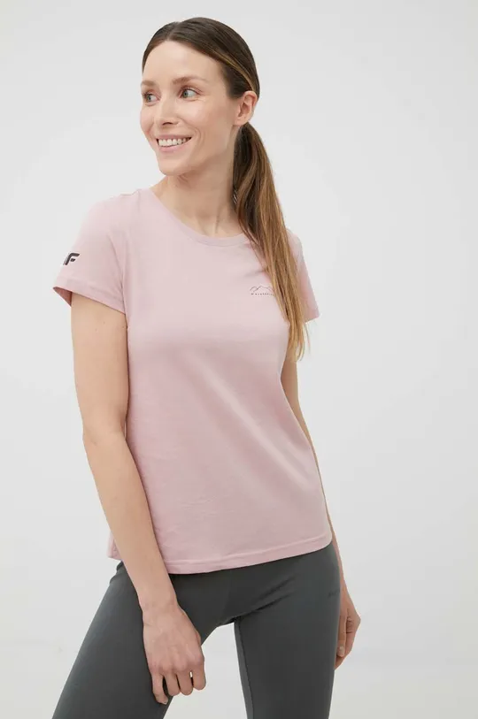 розовый Хлопковая футболка 4F Женский