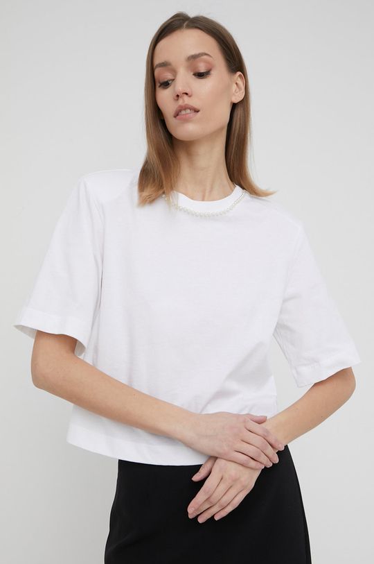 bela Sisley bombažna majica Ženski