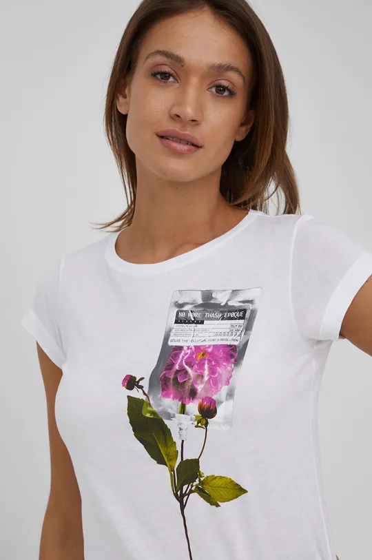 λευκό Βαμβακερό μπλουζάκι Sisley Γυναικεία