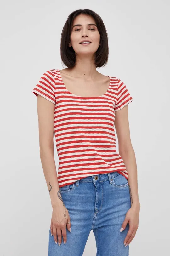 κόκκινο Βαμβακερό μπλουζάκι Sisley Γυναικεία
