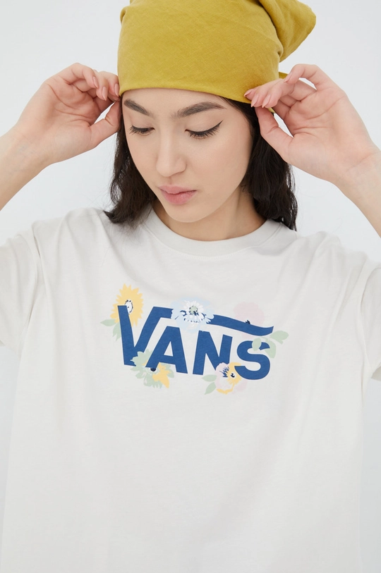 μπεζ Βαμβακερό μπλουζάκι Vans Γυναικεία