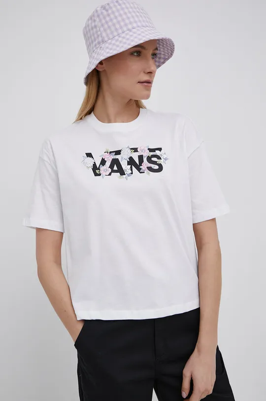 bílá Bavlněné tričko Vans Dámský