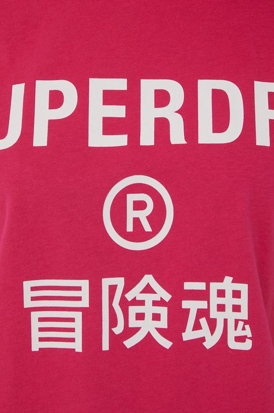 fuchsiová Bavlněné tričko Superdry