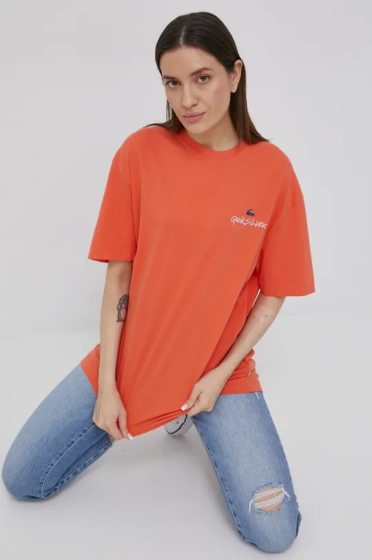 oranžna Quiksilver bombažna majica Ženski