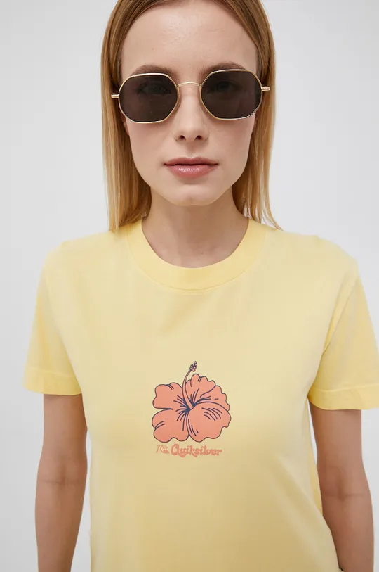 κίτρινο Βαμβακερό μπλουζάκι Quiksilver Γυναικεία